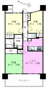 枡形6　クレアホームズ向ヶ丘遊園　2階　カラー