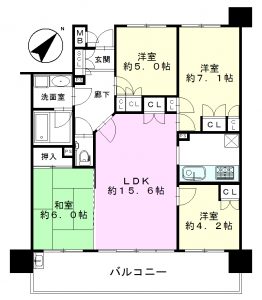 マイキャッスル稲田堤六番館　カラー間取り